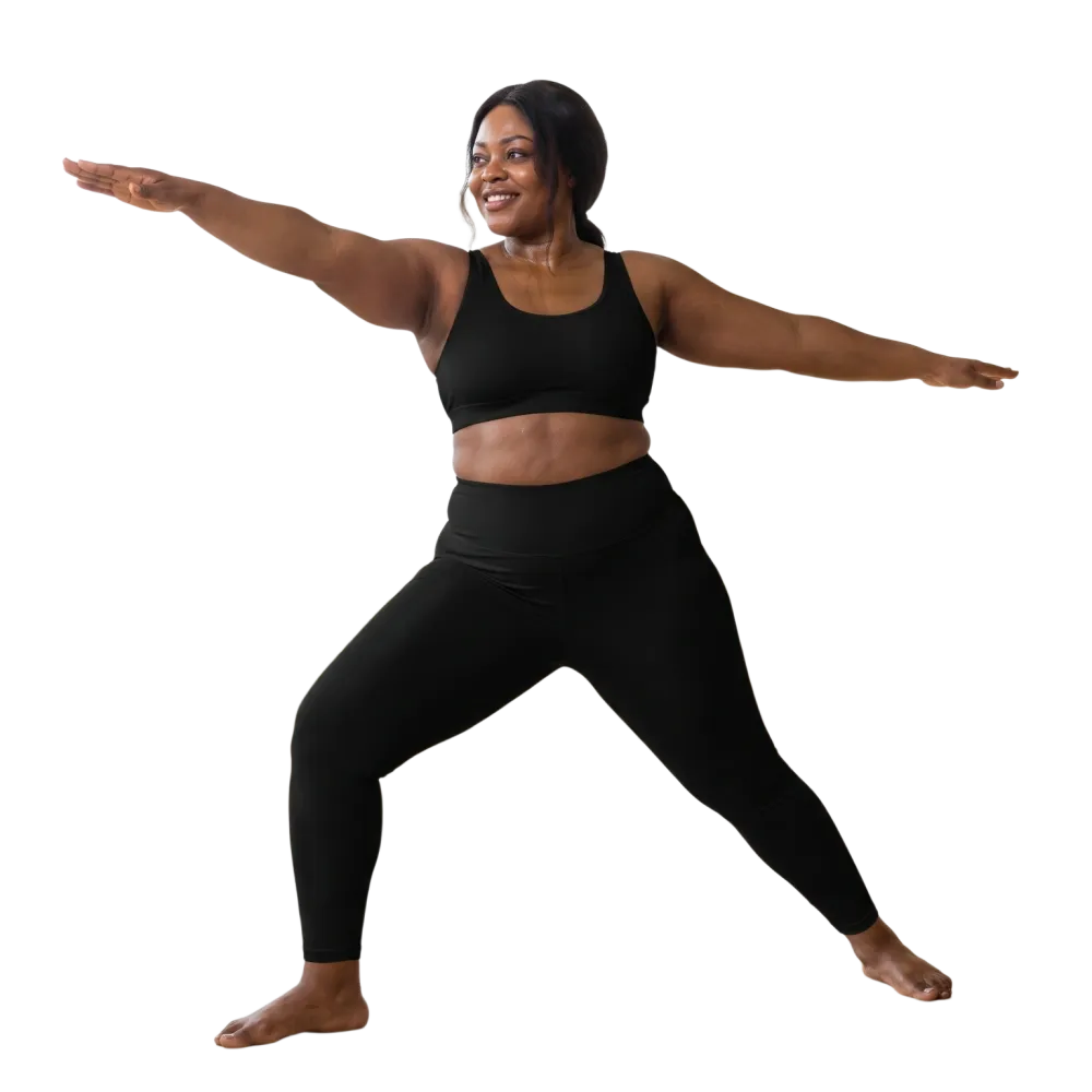 Damen Sport Leggings von BUYATHOME24, hohe Taille mit Seitentaschen, in 2XS-6XL, sportlich und bequem.