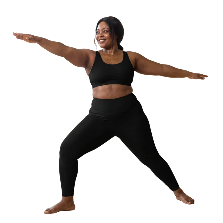 Damen Sport Leggings von BUYATHOME24, hohe Taille mit Seitentaschen, in 2XS-6XL, sportlich und bequem.