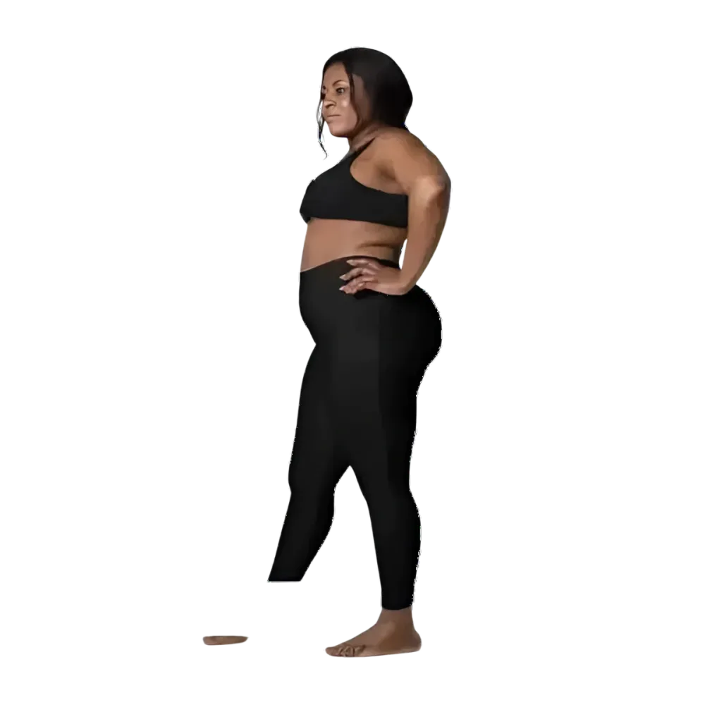 Damen Sport Leggings von BUYATHOME24, hohe Taille mit Seitentaschen, in 2XS bis 6XL, bequem und sportlich für Damen.