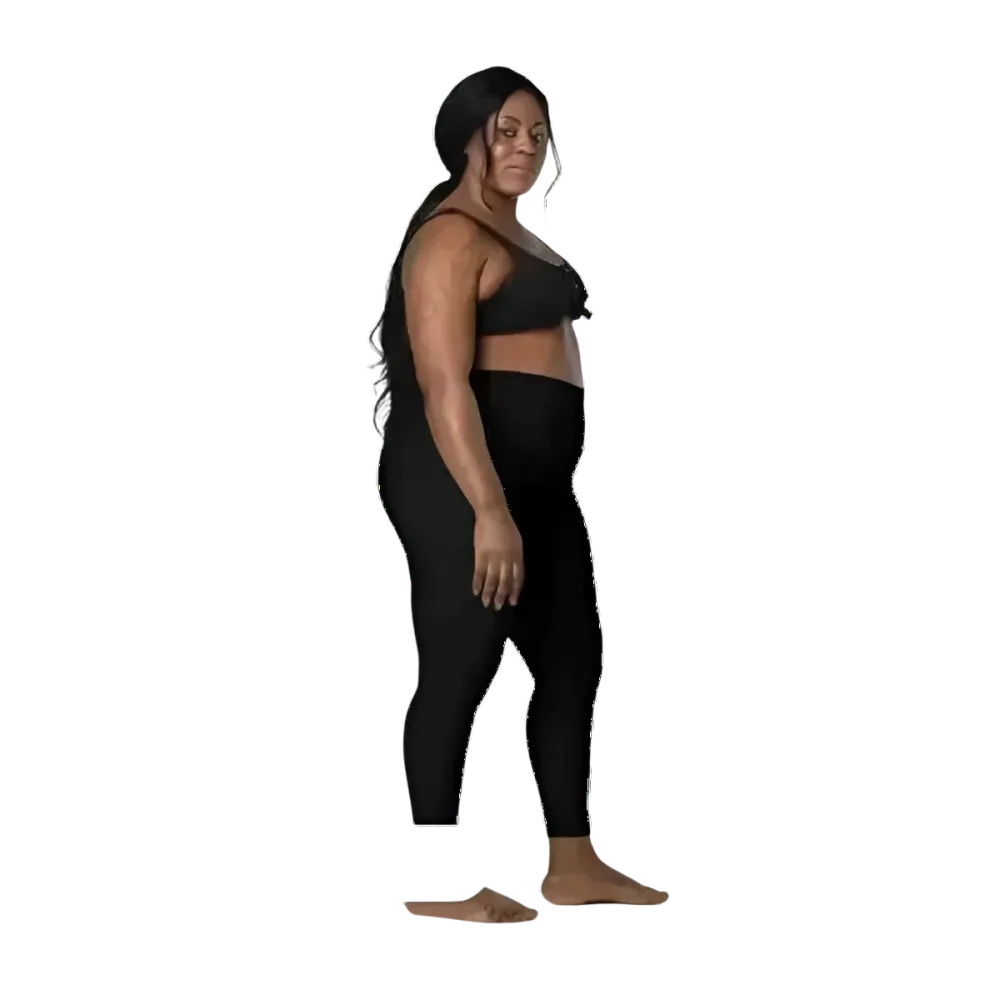 Damen Sport Leggings von BUYATHOME24 mit hoher Taille und Seitentaschen in verschiedenen Größen, bequem und sportlich.