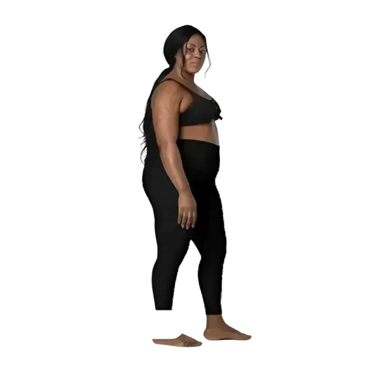 Damen Sport Leggings von BUYATHOME24 mit hoher Taille und Seitentaschen in verschiedenen Größen, bequem und sportlich.