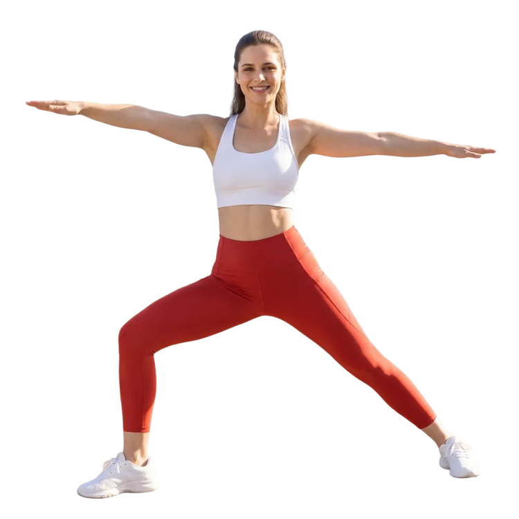 Damen Sport Leggings von BUYATHOME24, hohe Taille, seitliche Taschen, in den Größen 2XS bis 6XL, bequem und sportlich.