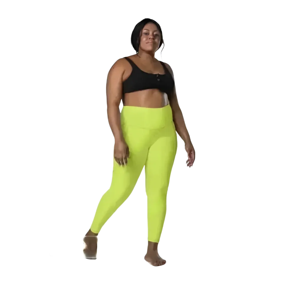 Damen Sportleggings von BUYATHOME24 in hoher Taille mit UV-Schutz, in 2XS bis 6XL, aus sportlicher, dehnbarer Stoffqualität.