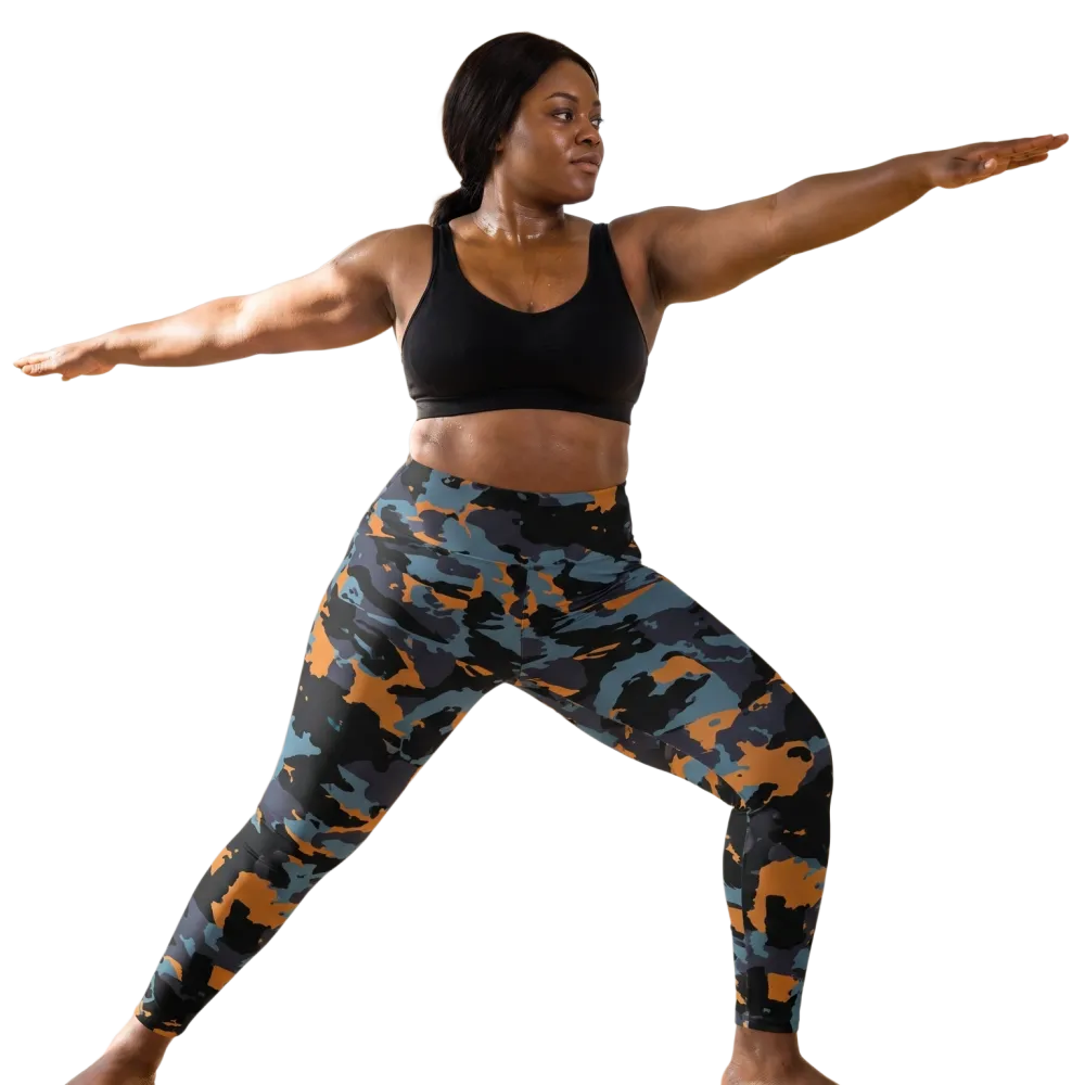 Damen Sport Leggings mit hohem Bund und Taschen von BUYATHOME24, in 2XS-6XL, bequemes Stretchmaterial, schwarze Farbe