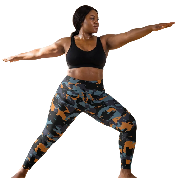 Damen Sport Leggings mit hohem Bund und Taschen von BUYATHOME24, in 2XS-6XL, bequemes Stretchmaterial, schwarze Farbe