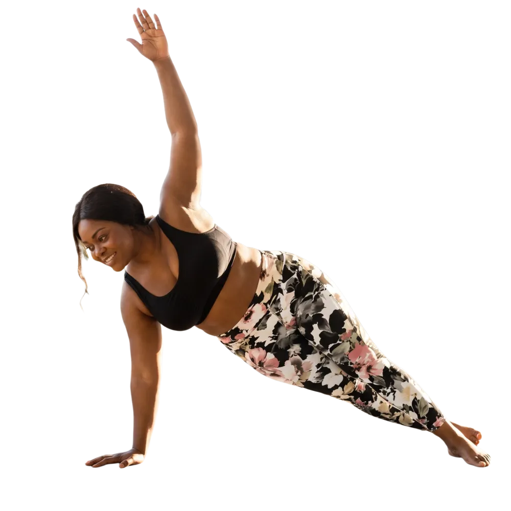 Damen Sport Leggings von BUYATHOME24 mit hoher Taille, Seitentaschen, in 2XS-6XL, bequem und sportlich, schwarz.