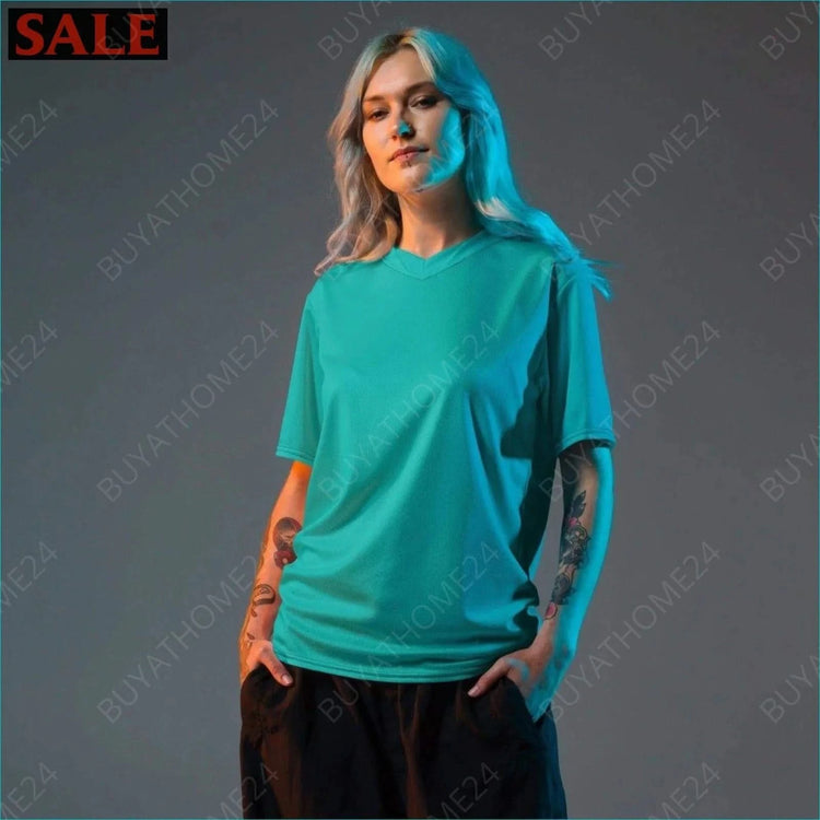 Damen Sport T-Shirt mit V-Ausschnitt 2XS-6XL - BUYATHOME24 - Textildruck - GERMANY - DAMENMODE, Sport T-Shirt mit V-Ausschnitt