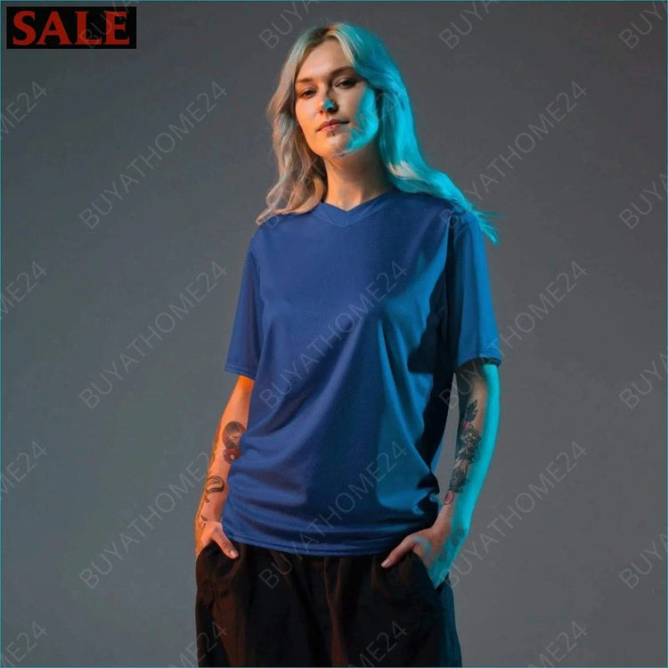 Damen Sport T-Shirt mit V-Ausschnitt 2XS-6XL - BUYATHOME24 - Textildruck - GERMANY - DAMENMODE, Sport T-Shirt mit V-Ausschnitt