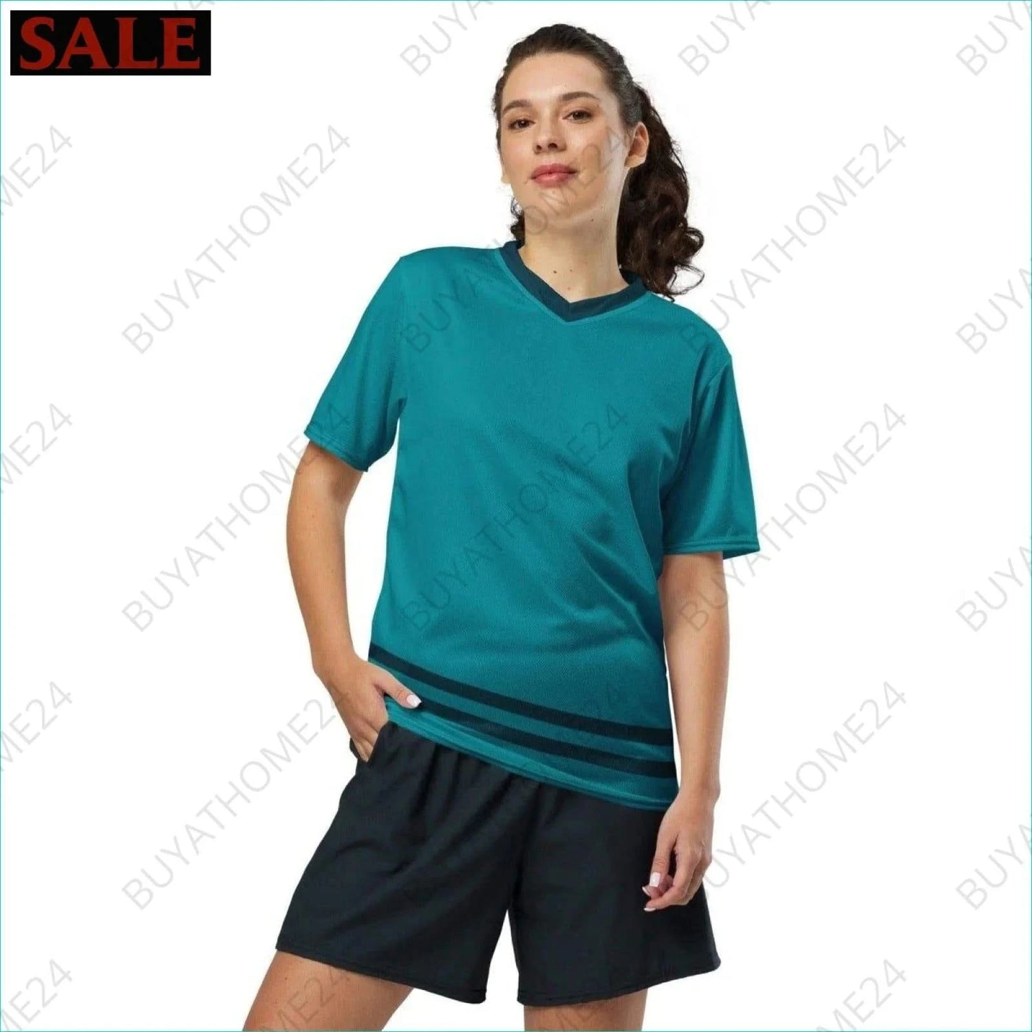 Damen Sport T-Shirt mit V-Ausschnitt 2XS-6XL - BUYATHOME24 - Textildruck - GERMANY - DAMENMODE, Sport T-Shirt mit V-Ausschnitt