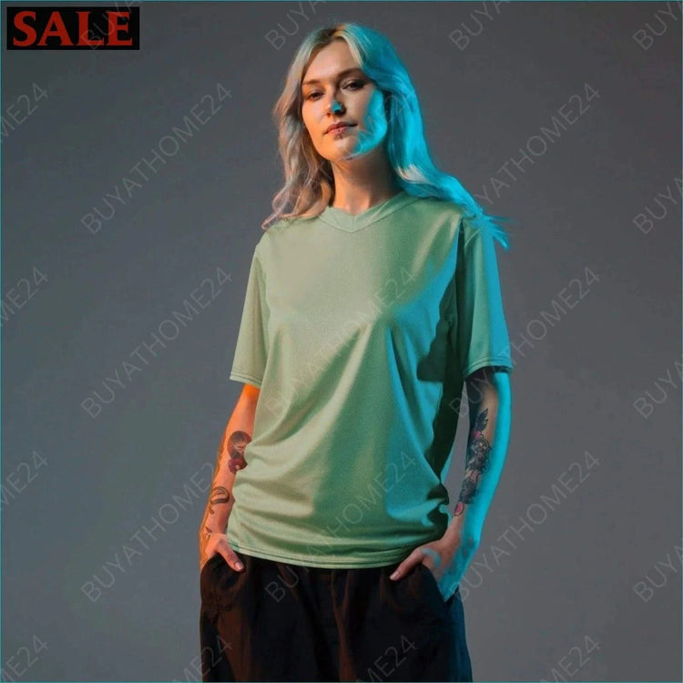 Damen Sport T-Shirt mit V-Ausschnitt 2XS-6XL - BUYATHOME24 - Textildruck - GERMANY - DAMENMODE, Sport T-Shirt mit V-Ausschnitt