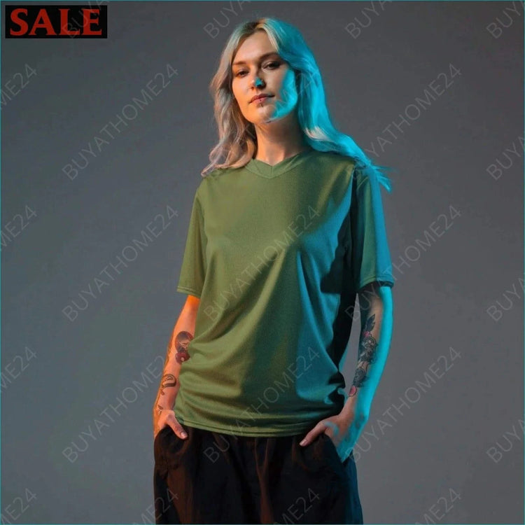 Damen Sport T-Shirt mit V-Ausschnitt 2XS-6XL - BUYATHOME24 - Textildruck - GERMANY - DAMENMODE, Sport T-Shirt mit V-Ausschnitt