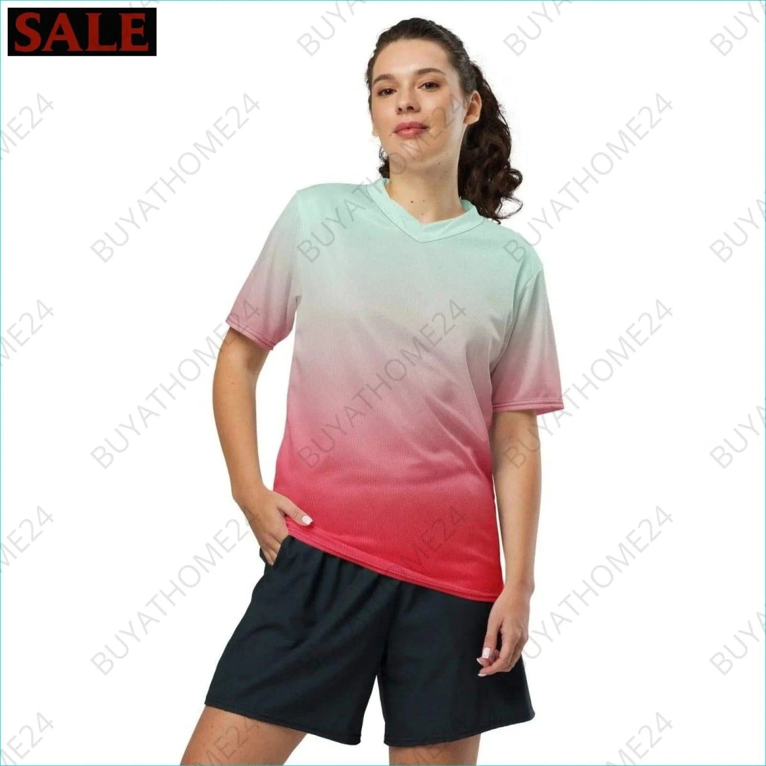 Damen Sport T-Shirt mit V-Ausschnitt 2XS-6XL - BUYATHOME24 - Textildruck - GERMANY - DAMENMODE, Sport T-Shirt mit V-Ausschnitt