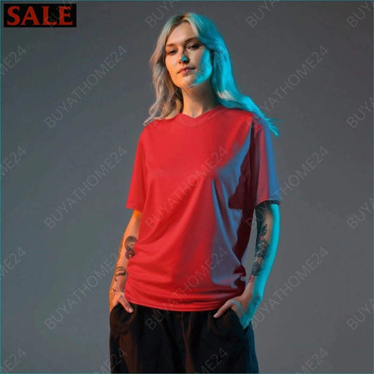 Damen Sport T-Shirt mit V-Ausschnitt 2XS-6XL - BUYATHOME24 - Textildruck - GERMANY - DAMENMODE, Sport T-Shirt mit V-Ausschnitt