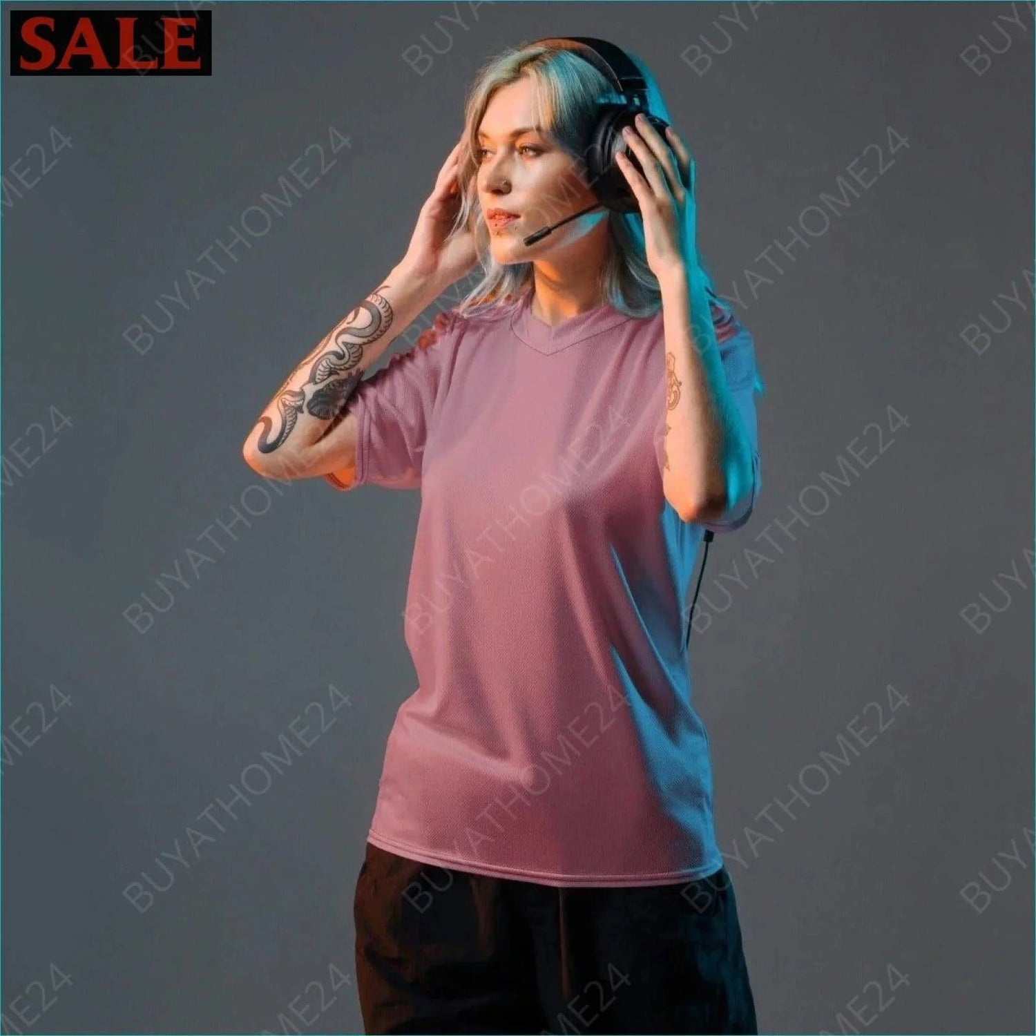 Damen Sport T-Shirt mit V-Ausschnitt 2XS-6XL - BUYATHOME24 - Textildruck - GERMANY - DAMENMODE, Sport T-Shirt mit V-Ausschnitt