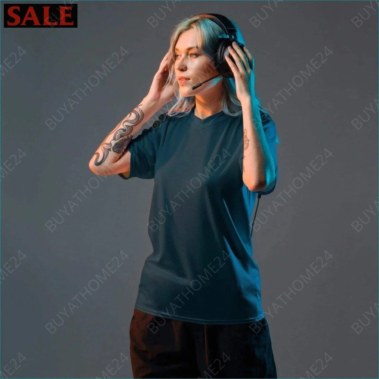 Damen Sport T-Shirt mit V-Ausschnitt 2XS-6XL - BUYATHOME24 - Textildruck - GERMANY - DAMENMODE, Sport T-Shirt mit V-Ausschnitt