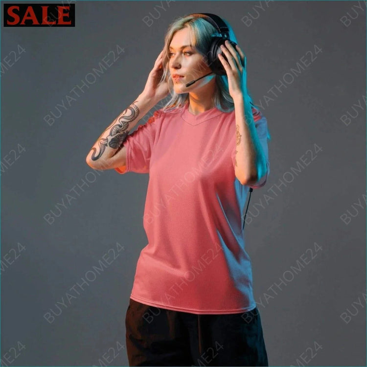 Damen Sport T-Shirt mit V-Ausschnitt 2XS-6XL - BUYATHOME24 - Textildruck - GERMANY - DAMENMODE, Sport T-Shirt mit V-Ausschnitt