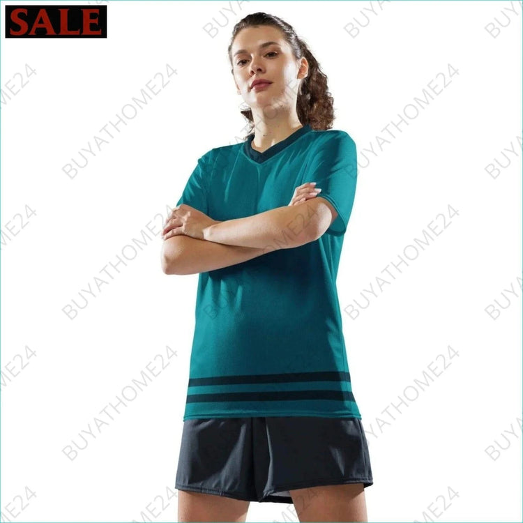 Damen Sport T-Shirt mit V-Ausschnitt 2XS-6XL - BUYATHOME24 - Textildruck - GERMANY - DAMENMODE, Sport T-Shirt mit V-Ausschnitt