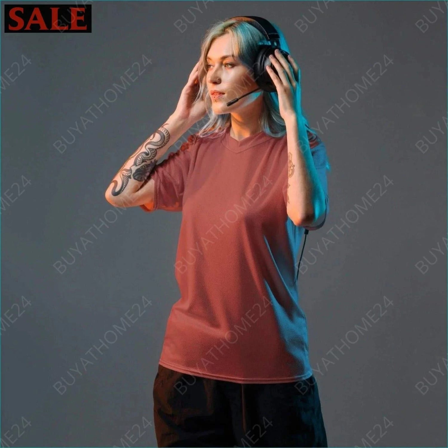 Damen Sport T-Shirt mit V-Ausschnitt 2XS-6XL - BUYATHOME24 - Textildruck - GERMANY - DAMENMODE, Sport T-Shirt mit V-Ausschnitt