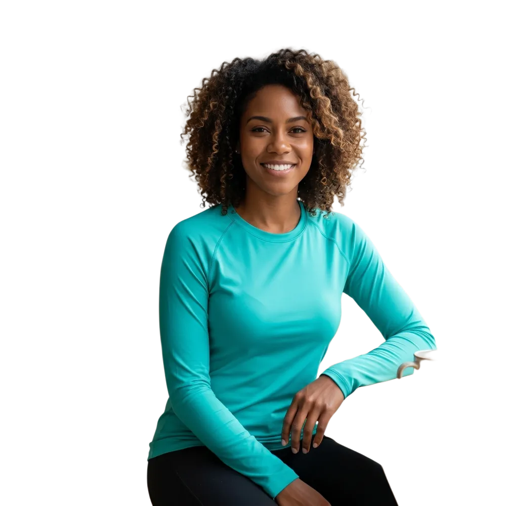 Damen Langarm Sportshirt von BUYATHOME24 aus Stretch-Polyester mit UV-Schutz, in XS-3XL, bequemes Fitness- oder Sportswear