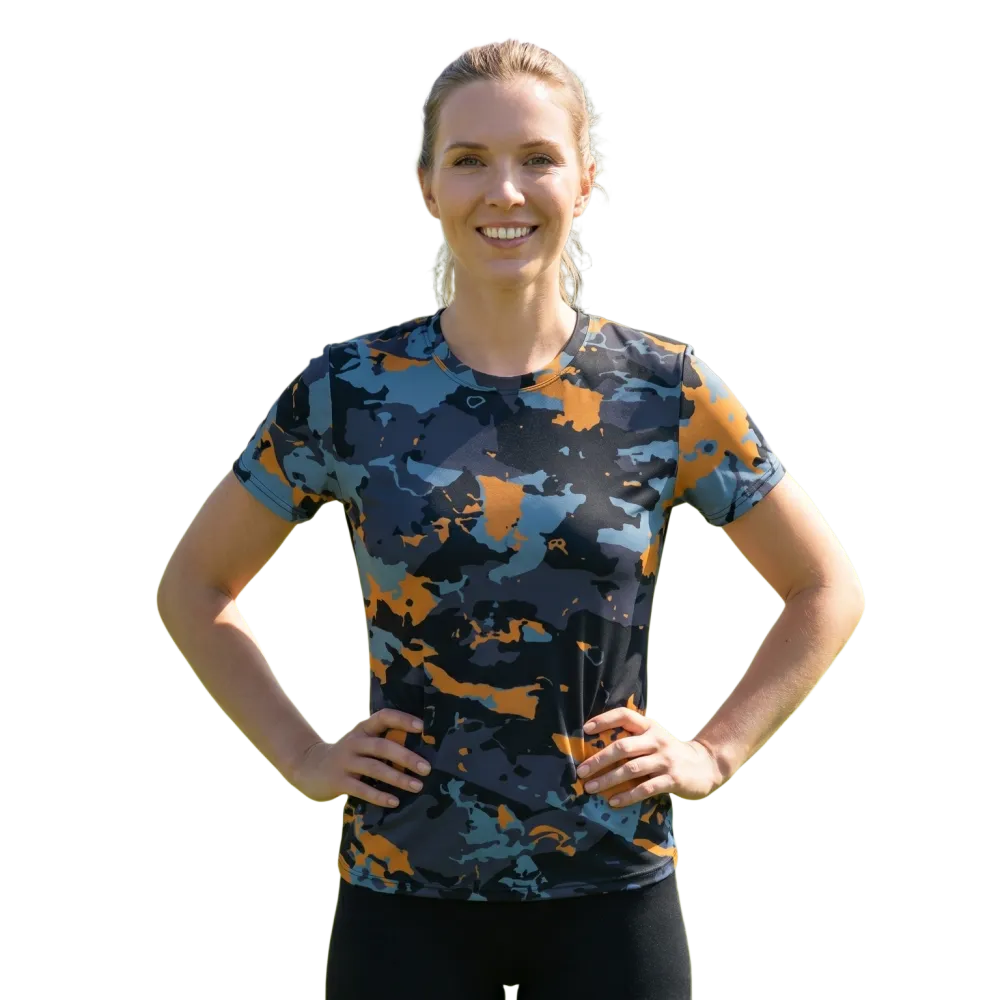 Damen Sportshirt aus Vier-Wege-Stretch-Jersey in XS bis 2XL, bequemes, sportliches Oberteil in neutralem Design