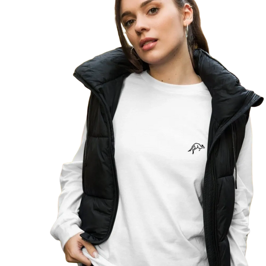 Weißes, besticktes Damen Sweatshirt mit Rundhalsausschnitt aus Baumwolle, langarm, Größen XS bis 2XL von BUYATHOME24