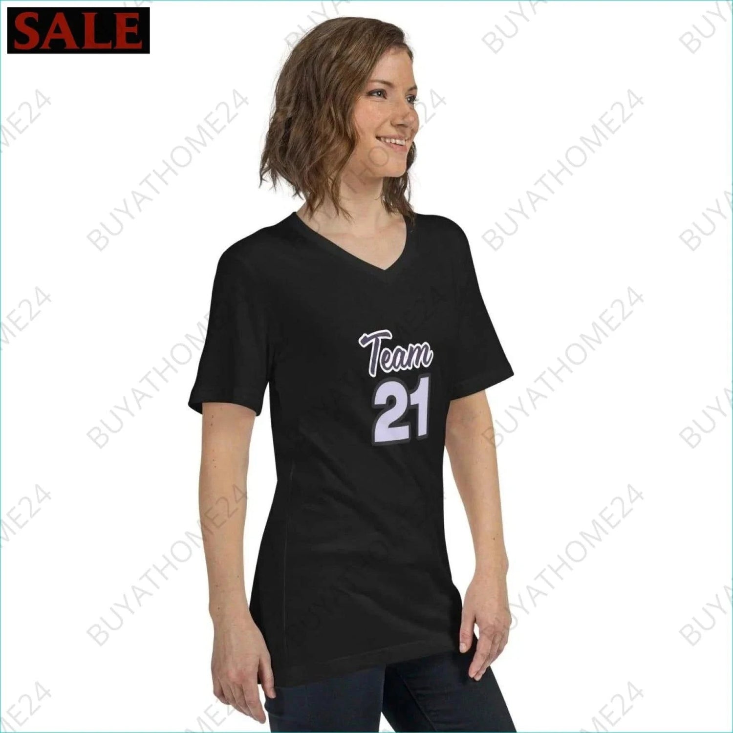 Damen T-Shirt mit V-Ausschnitt S-2XL - BUYATHOME24 - T-Shirtdruck - GERMANY - DAMENMODE, T-Shirt mit V-Ausschnitt, YOUR STYLE