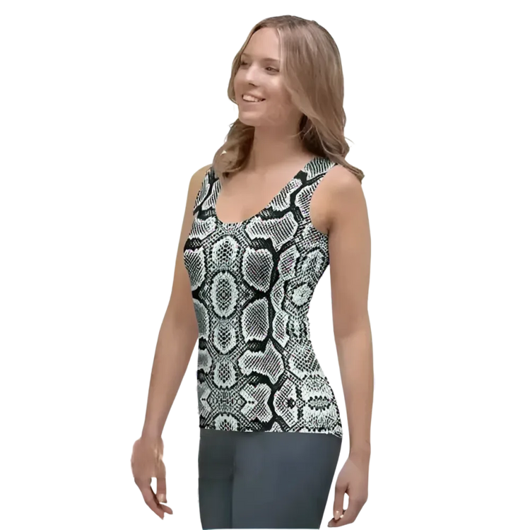 Damen Sporttanktop mit Schlangenmuster, atmungsaktiv, in XS bis XL, von BUYATHOME24, modernes Damen-Shirt für Sport und Freizeit