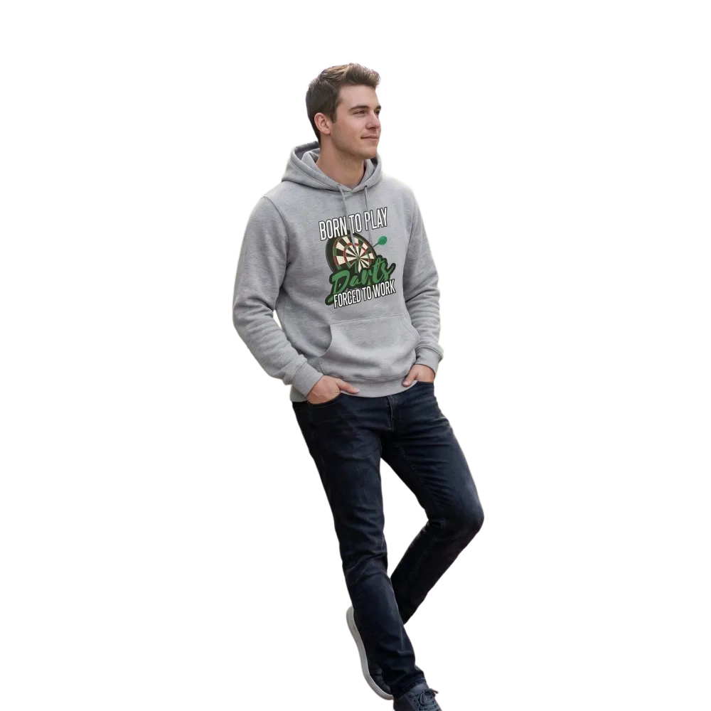 Grauer Jungen Hoodie mit Darts Motiv, Baumwolle, für Kinder von 4 bis 12 Jahren, mit Grafikdesign und Kapuzenpulli.