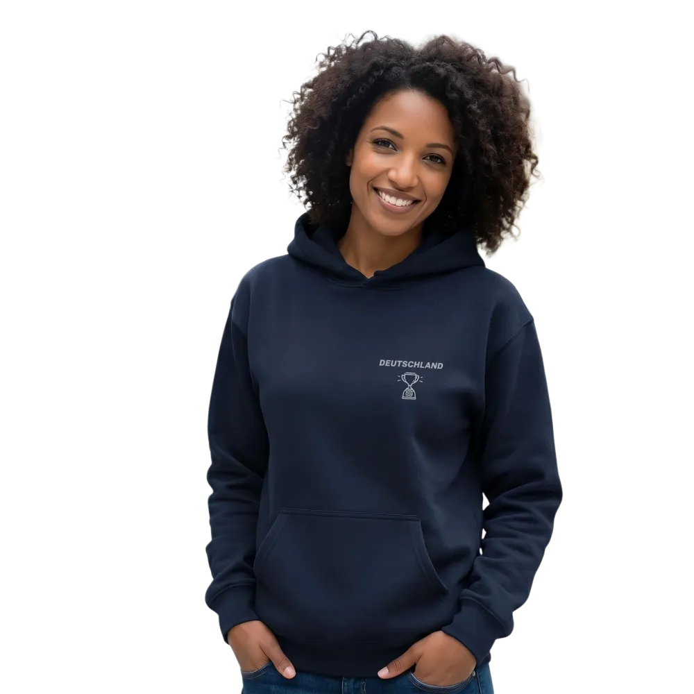 Grafik Unisex Hoodie von BUYATHOME24 in Baumwollmix mit Deutschland-Design, doppelte Kapuze, Größen S bis 5XL.