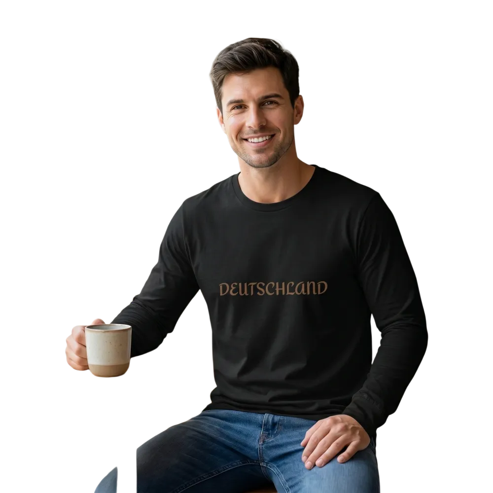Unisex Langarmshirt aus Baumwolle mit Deutschland Grafik, bedruckbar, in XS bis 2XL, schwarzes Sweatshirt von BUYATHOME24