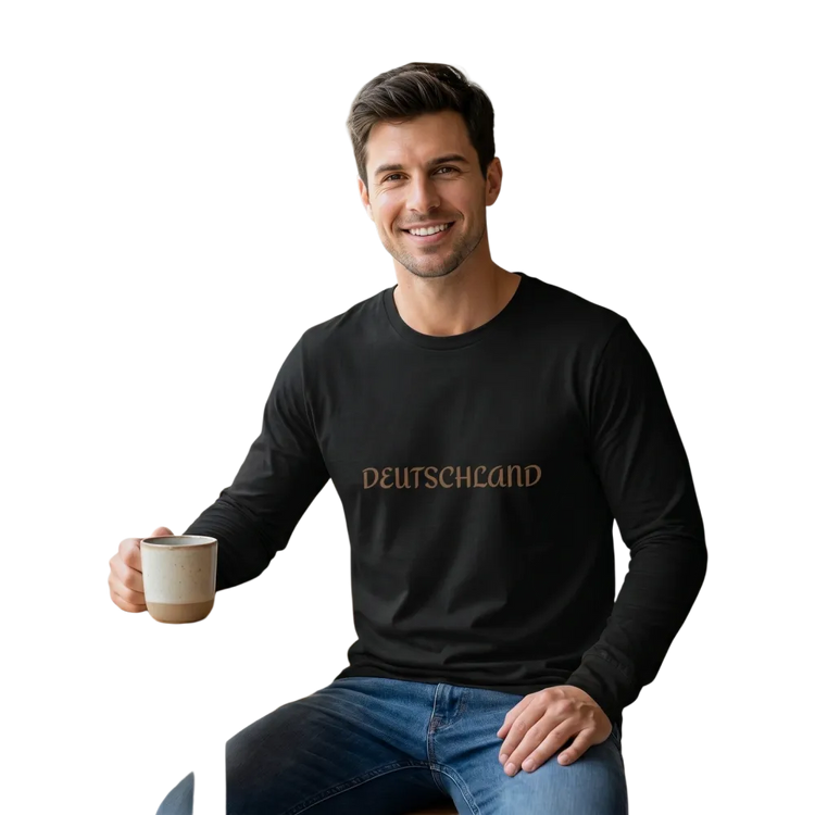 Unisex Langarmshirt aus Baumwolle mit Deutschland Grafik, bedruckbar, in XS bis 2XL, schwarzes Sweatshirt von BUYATHOME24