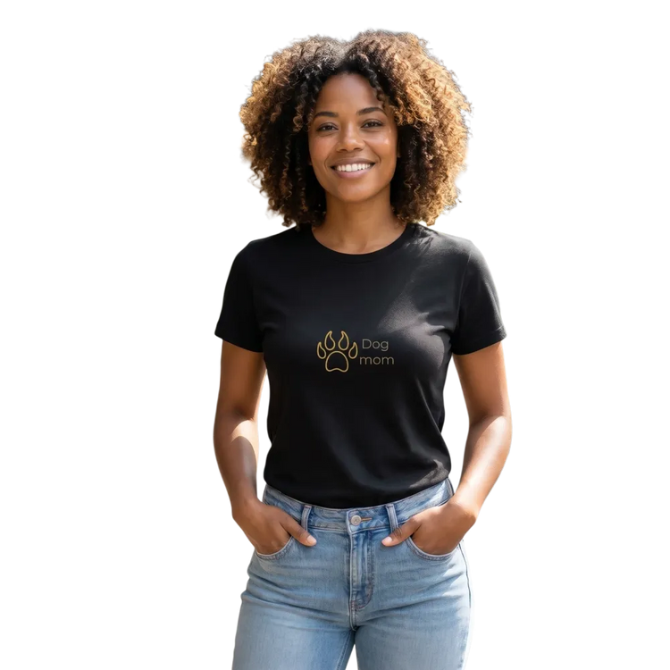 Damen Grafik T-Shirt von BUYATHOME24 mit Hundemotiv, Baumwolle, rundhalsausschnitt, bedruckbar, in S-3XL