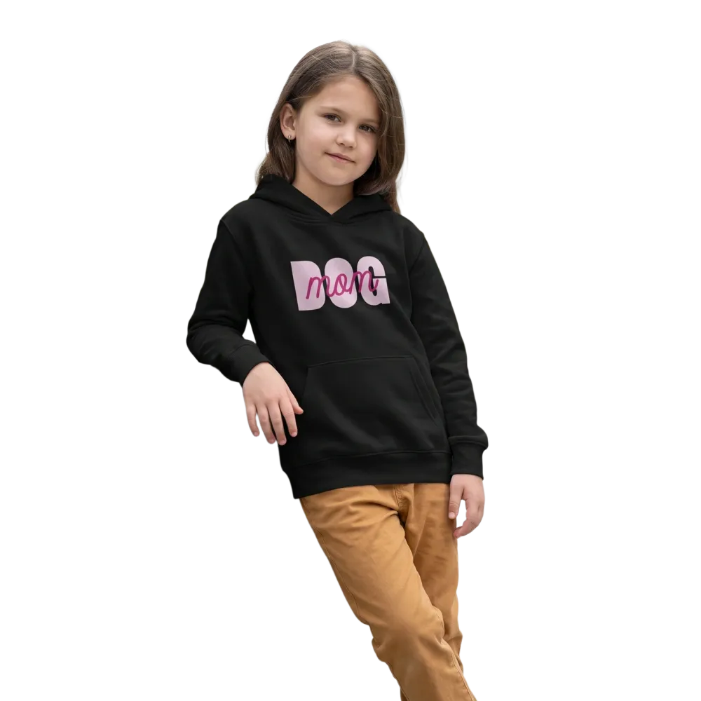 Hund-Mama Grafik Kapuzenpullover für Mädchen, Baumwoll-Hoodie in Größe 4-12 Jahre, bequem und modisch.