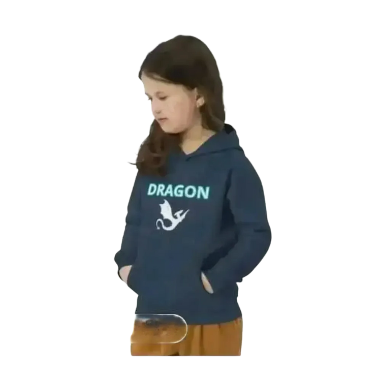 Kinder Hoodie mit Drachen Motiv aus Baumwolle, Unisex Kapuzenpullover für Kinder von 4 bis 12 Jahren, bedruckbar, BUYATHOME24
