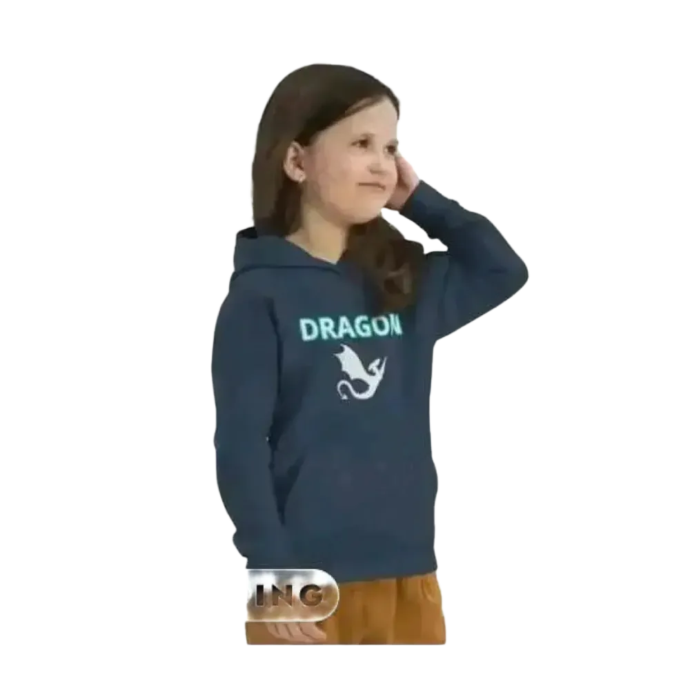 Unisex Kinder Hoodie mit Drachen Motiv aus Baumwolle, für Mädchen und Jungen, 4-12 Jahre, weiche, bedruckbare Kapuzenjacke