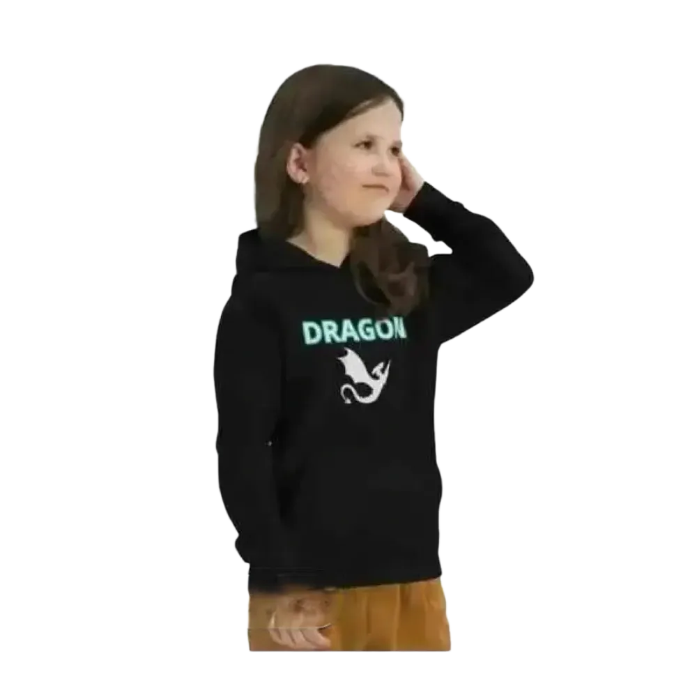 Kinder Hoodie mit Drachen Motiv aus Baumwolle, Unisex Kapuzenpullover für Kinder von 4 bis 12 Jahren, bedruckbar