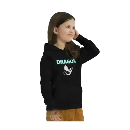 Kinder Hoodie mit Drachen Motiv aus Baumwolle, Unisex Kapuzenpullover für Kinder von 4 bis 12 Jahren, bedruckbar