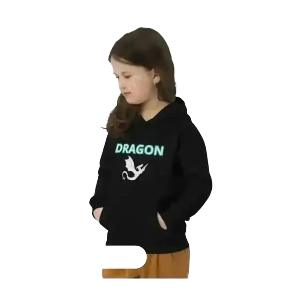 Unisex Kinder Hoodie mit Drachen Motiv, Baumwolle, für Jungen und Mädchen, 4-12 Jahre, bequemer Bedruckbarer Kapuzenpullover