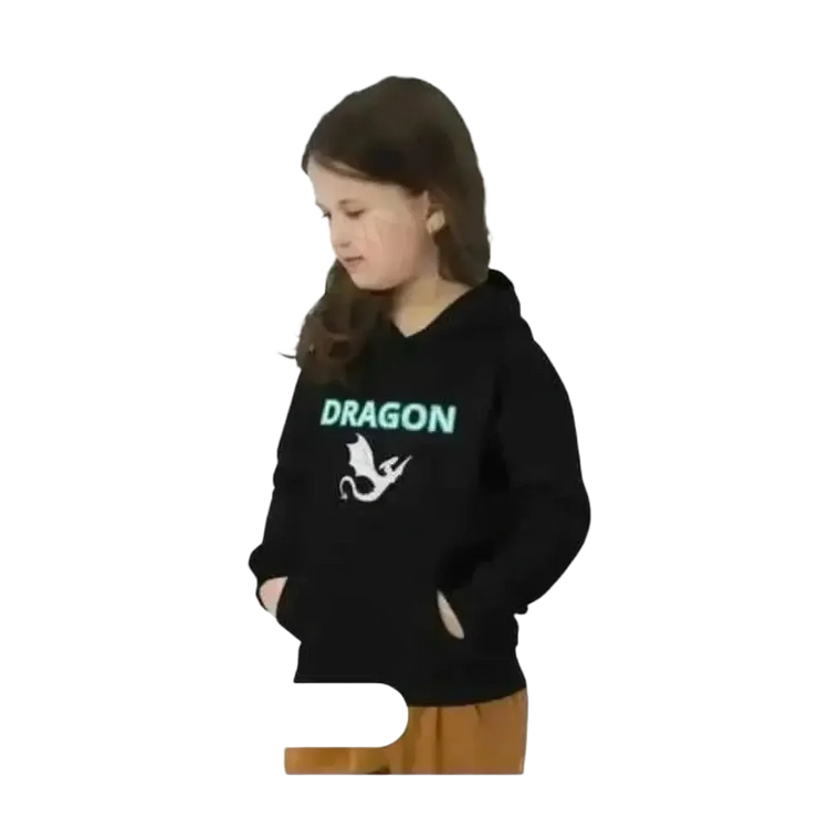Unisex Kinder Hoodie mit Drachen Motiv, Baumwolle, für Jungen und Mädchen, 4-12 Jahre, bequemer Bedruckbarer Kapuzenpullover