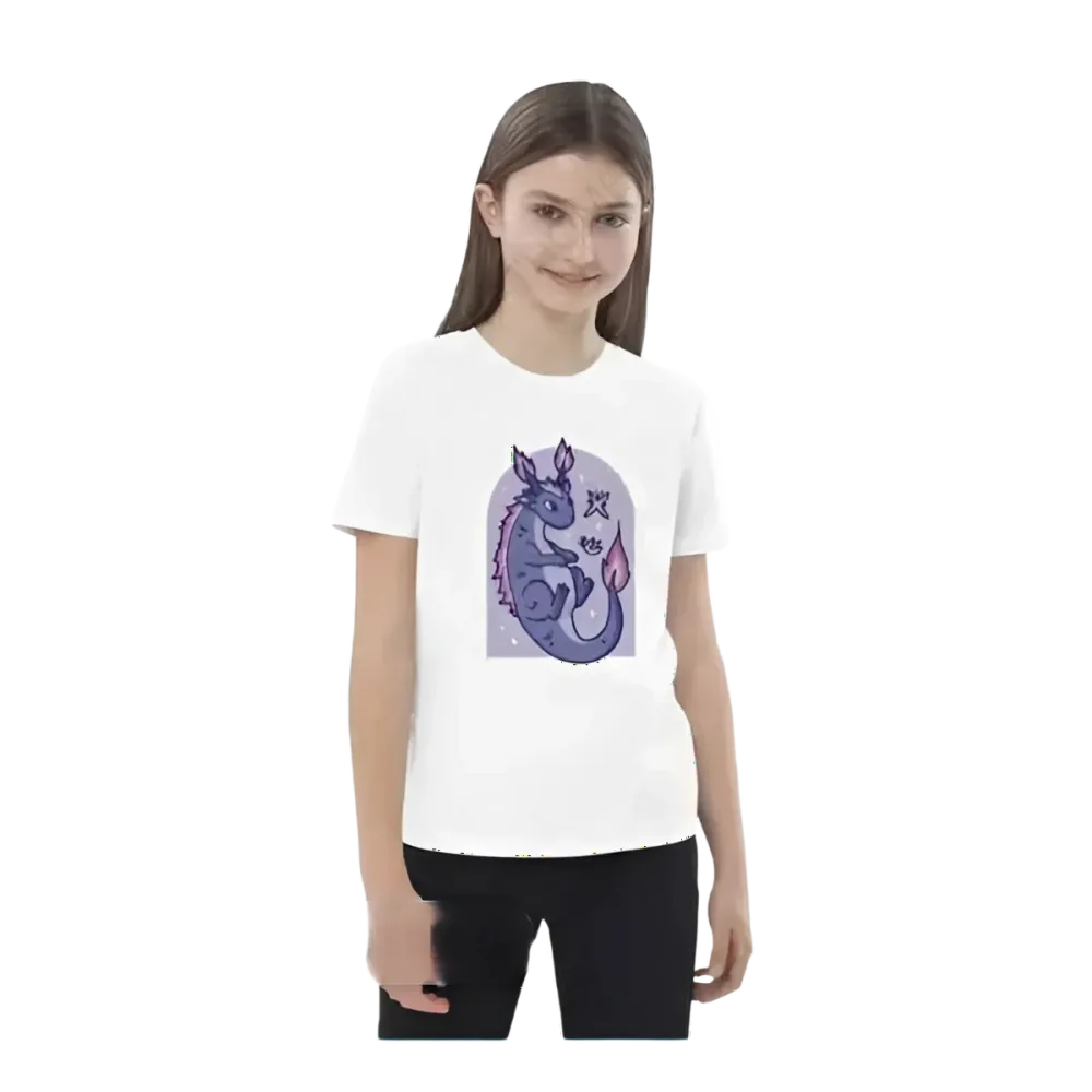 Mädchen T-Shirt mit Drachen Motiv, Kurzarm, unisex, für Kinder 3-14 Jahre, bedruckbar, BUYATHOME24, grafisches Design