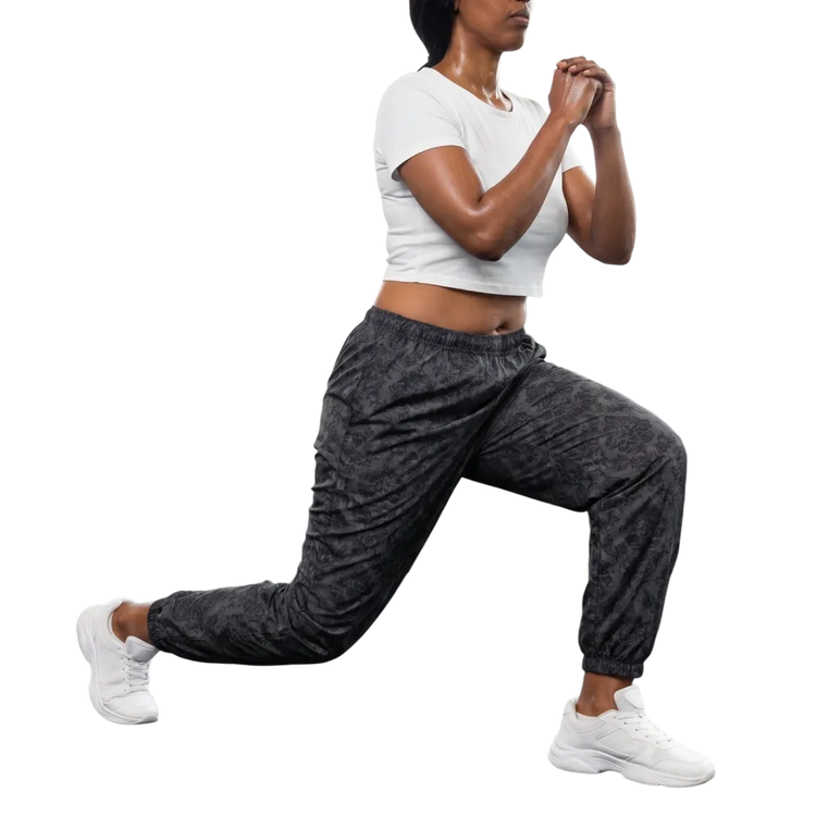 Dunkelgraue Unisex Trainingshose aus Polyester, atmungsaktiv, mit elastischem Bund und geraden Beinen, Größe XS bis 3XL.