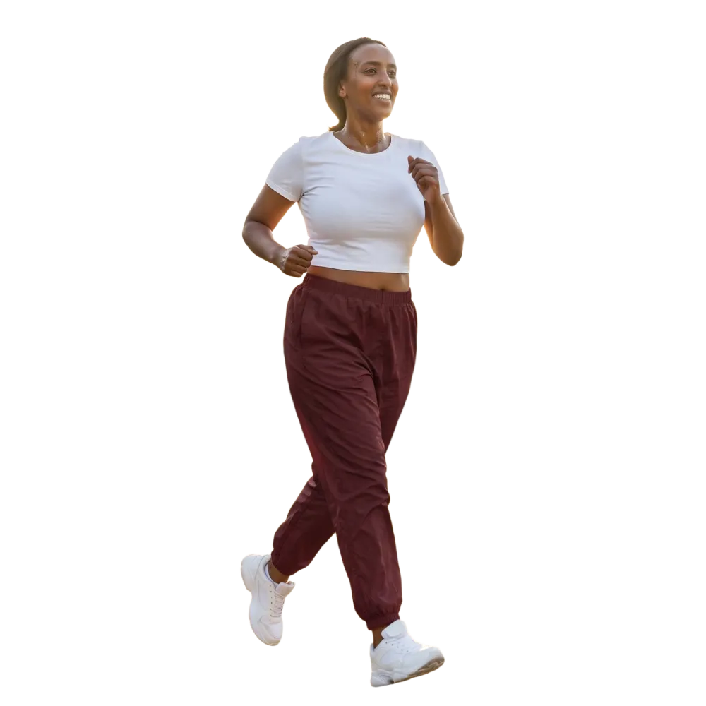 Dunkelrote Unisex Trainingshose aus Polyester mit Reißverschlusstaschen, elastischer Bund, bequemes Sportoutfit in XS bis 3XL