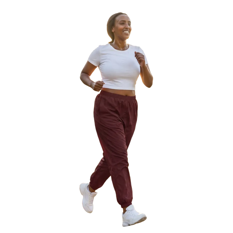 Dunkelrote Unisex Trainingshose aus Polyester mit Reißverschlusstaschen, elastischer Bund, bequemes Sportoutfit in XS bis 3XL