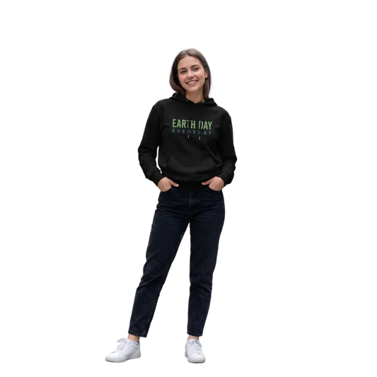 Grafik Kinder Hoodie aus Baumwolle, personalisierbar, unisex, für Kinder von 4-12 Jahren, mit Earth Day Design.