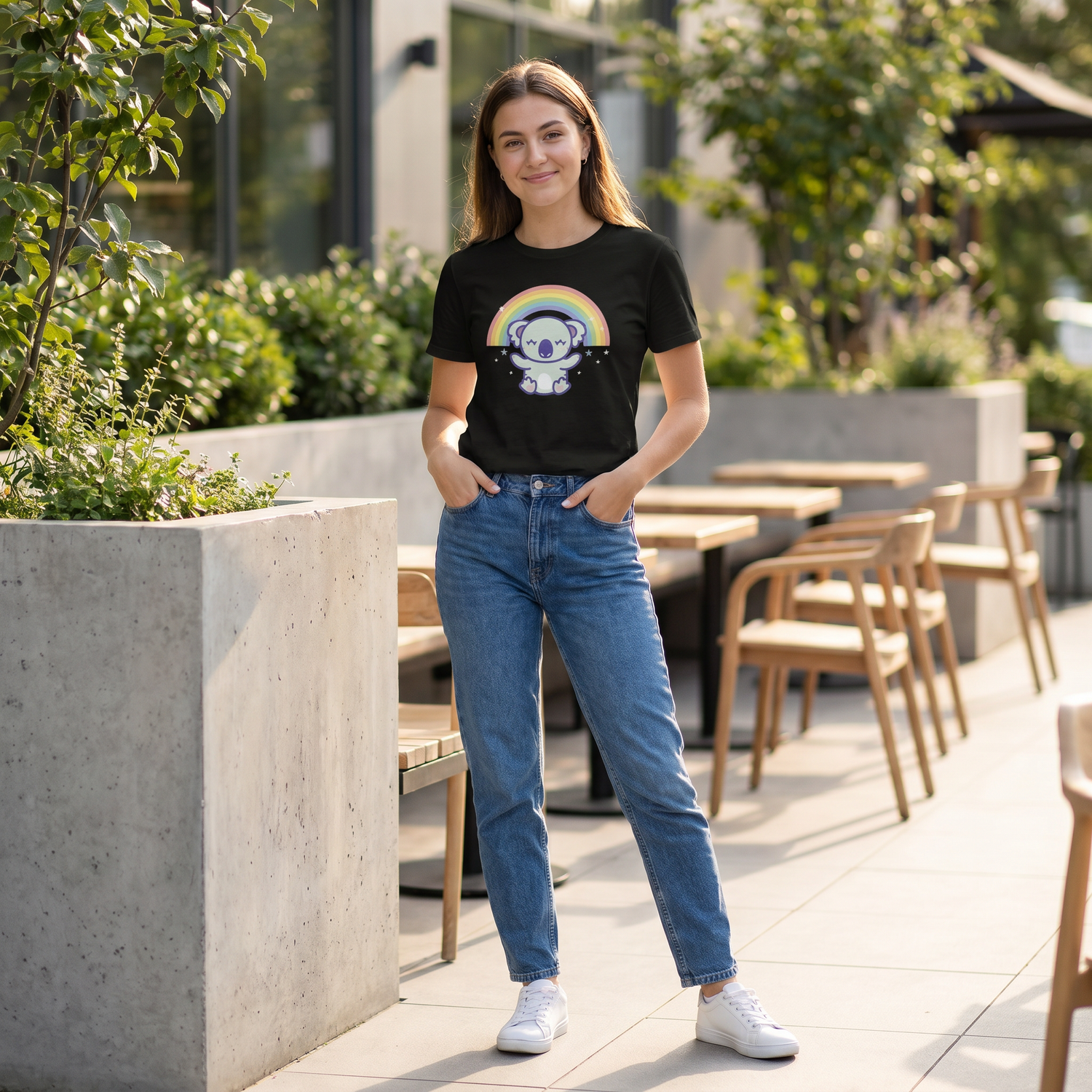 Grafik Unisex T-Shirt mit Koala-Motiv für Kinder, kurzärmlig, Rundhalsausschnitt, für 3-14 Jahre, von BUYATHOME24