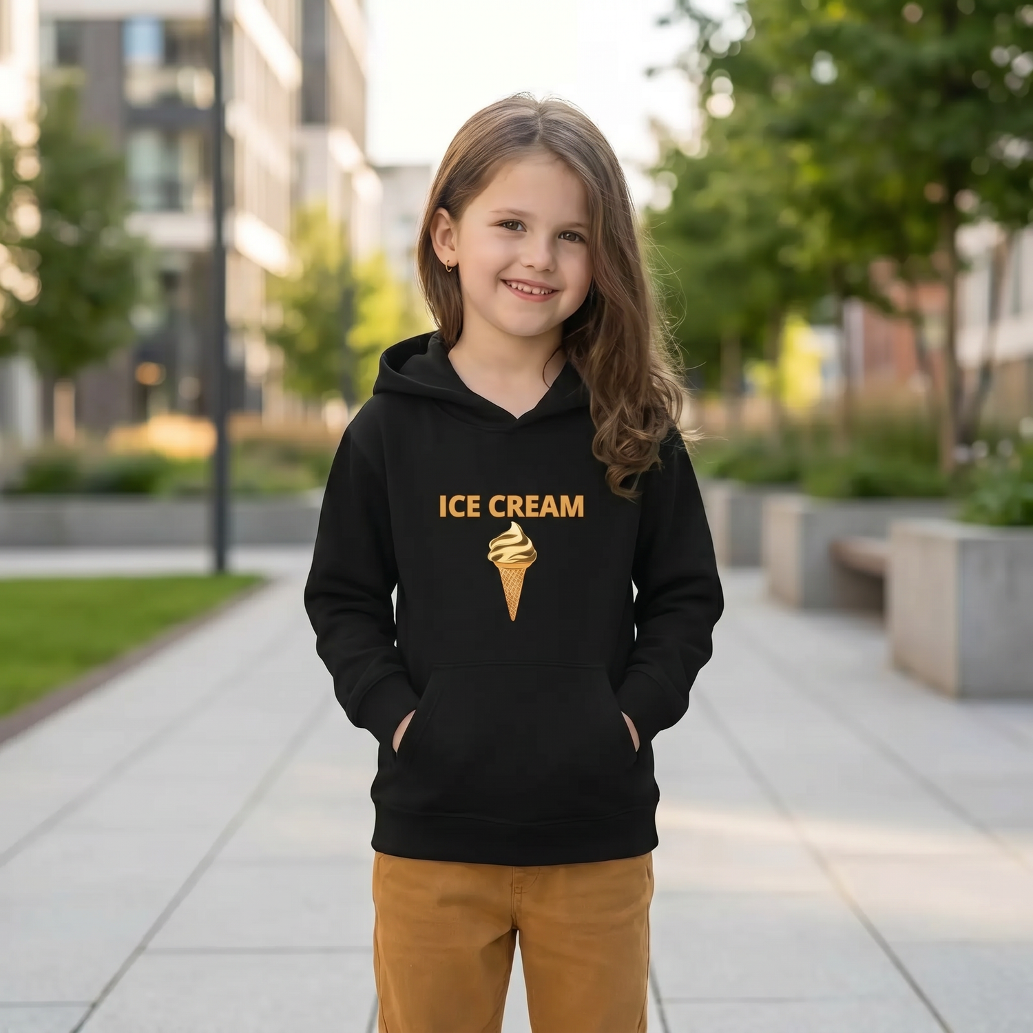 Kinder Hoodie mit Eiskrem-Grafik, Unisex Kapuzenpullover aus Baumwolle für Kinder 4-12 Jahre, bequemer Kinderpullover von BUYATHOME24.