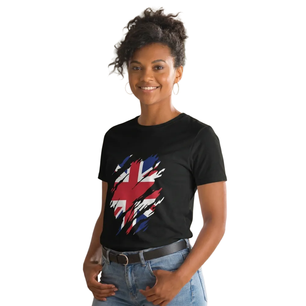 Kurzarm Damen T-Shirt mit England-Flagge Design, Grafik, rundem Ausschnitt und S-3XL von BUYATHOME24