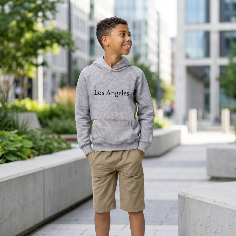 Grafik Kinder Hoodie von BUYATHOME24, Baumwolle, Unisex Kapuzenpullover mit Los Angeles Design für Kinder 4-12 Jahre