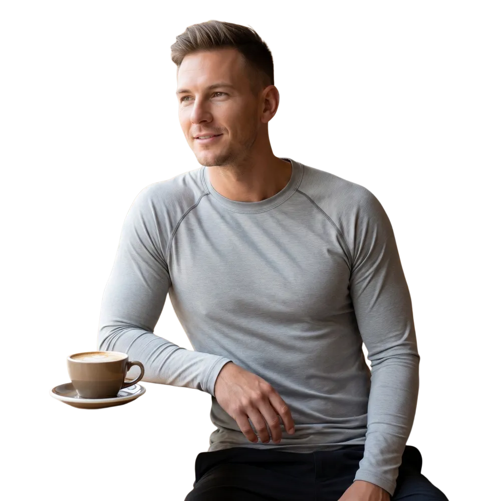 Herren Langarm-Sportshirt von BUYATHOME24, bedruckbares Fitness-Shirt in XS bis 3XL, sportlich und bequem.