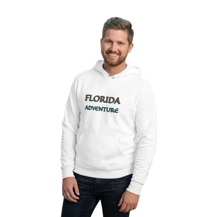 Unisex Florida Adventure Baumwoll-Hoodie mit Grafik, erhältlich in S bis 2XL, bequemer Kapuzenpullover von BUYATHOME24.